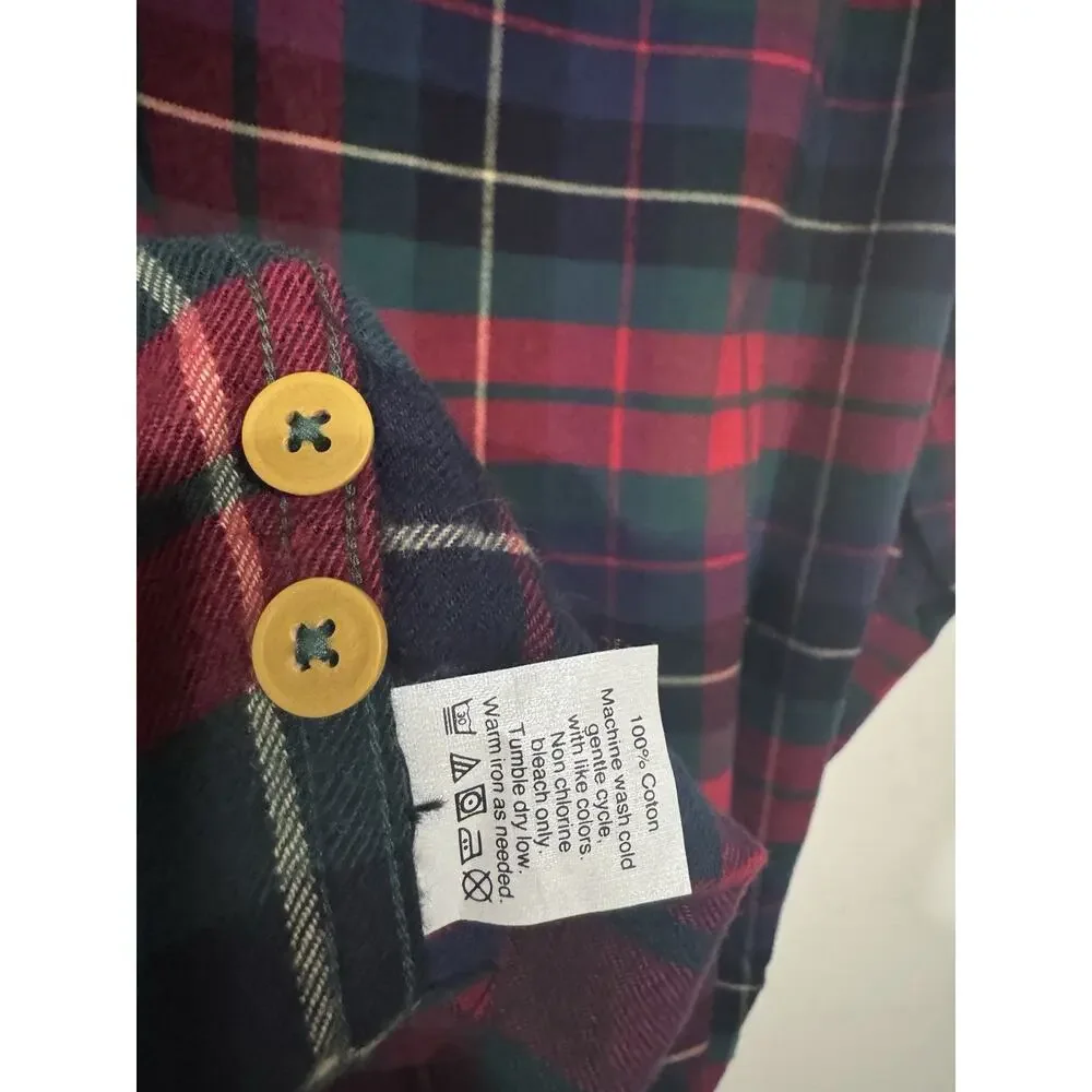 J. Crew Shirt Mens Medium Red Gray Mid-Weight Flannel Slim Cotton Lumberjack
